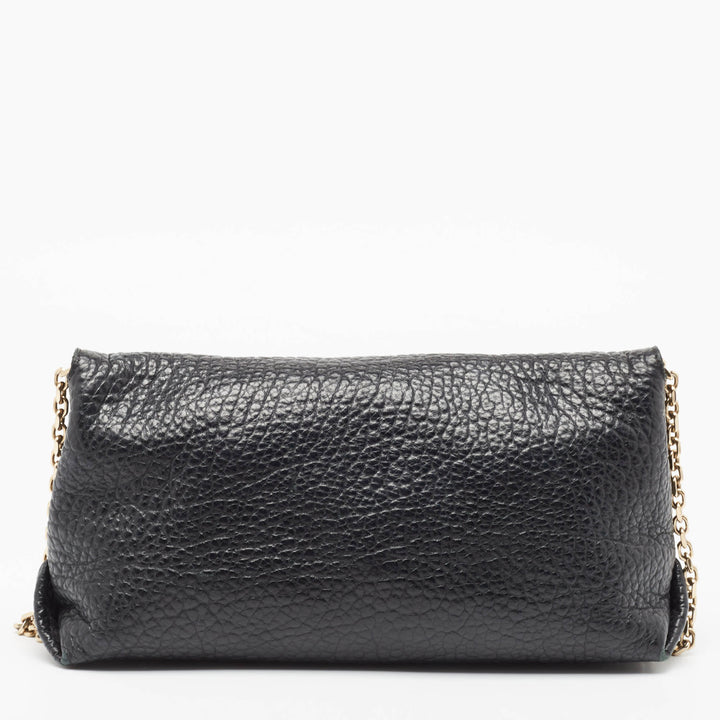 BURBERRY Black Pebbled Leather Mildenhall Shoulder Bag