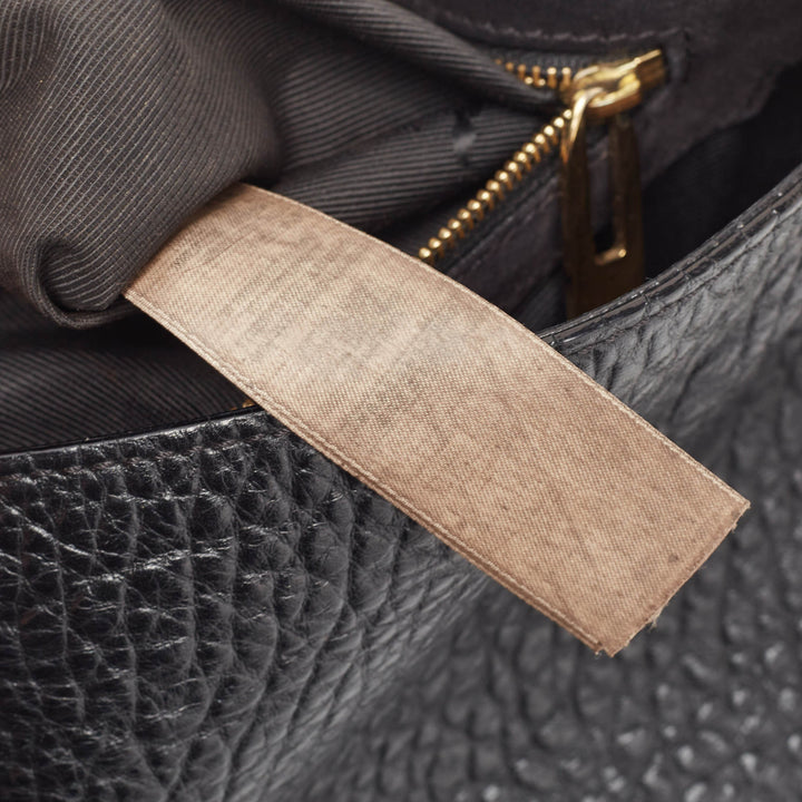 BURBERRY Black Pebbled Leather Mildenhall Shoulder Bag