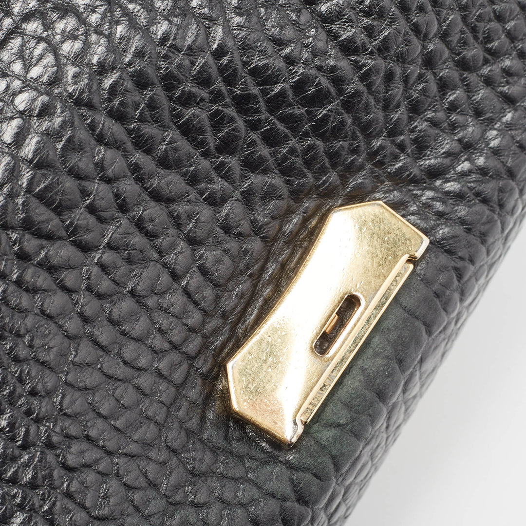 BURBERRY Black Pebbled Leather Mildenhall Shoulder Bag