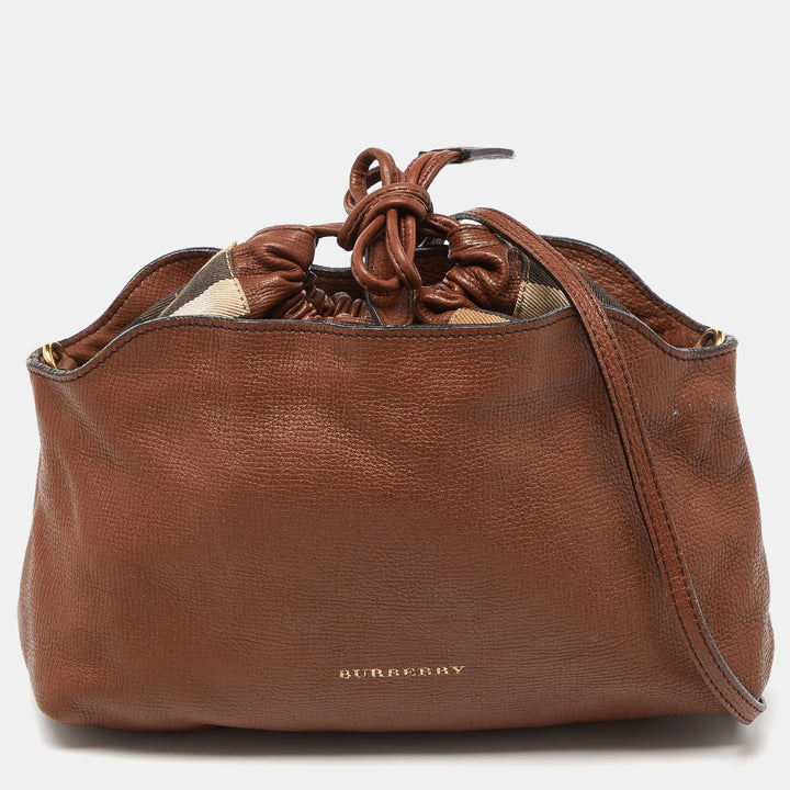 BURBERRY Brown/Beige Canvas and Leather Little Crush Crossbody Bag