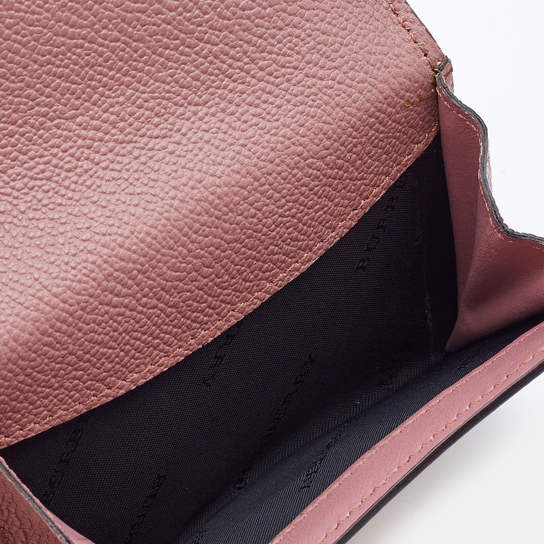BURBERRY Pink/Beige House Check Coated Canvas and Leather Luna French Wallet