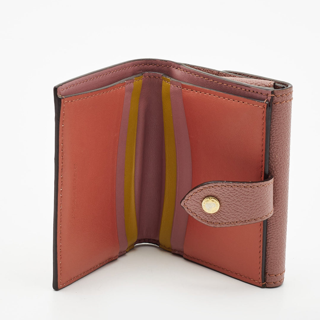 BURBERRY Pink/Beige House Check Coated Canvas and Leather Luna French Wallet