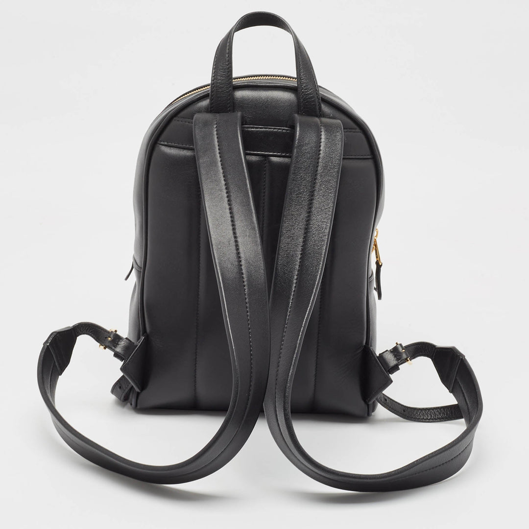BURBERRY Black Quilted Leather TB Backpack