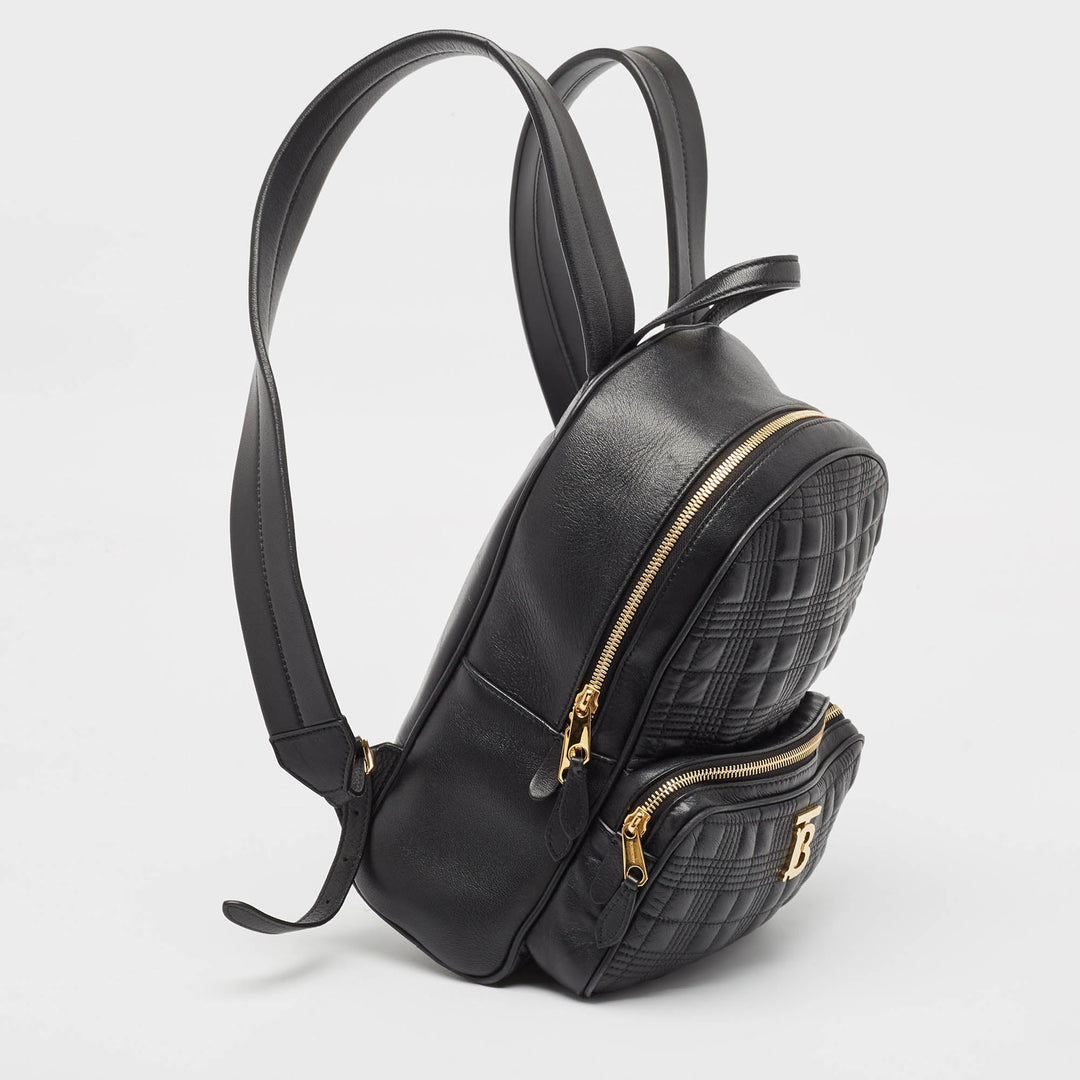 BURBERRY Black Quilted Leather TB Backpack