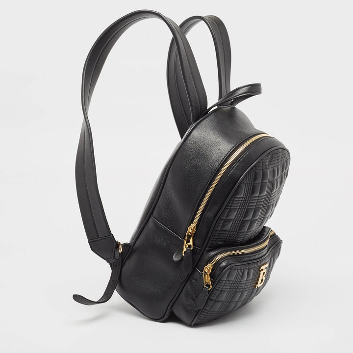 BURBERRY Black Quilted Leather TB Backpack
