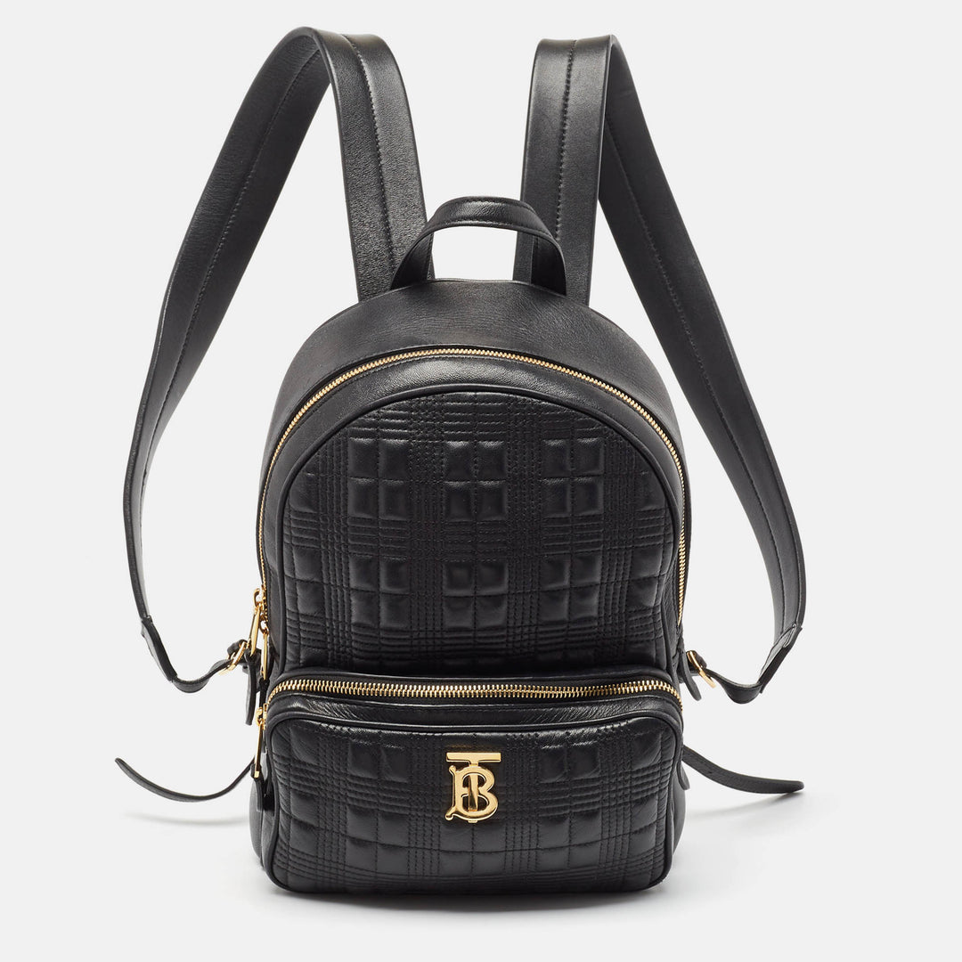 BURBERRY Black Quilted Leather TB Backpack