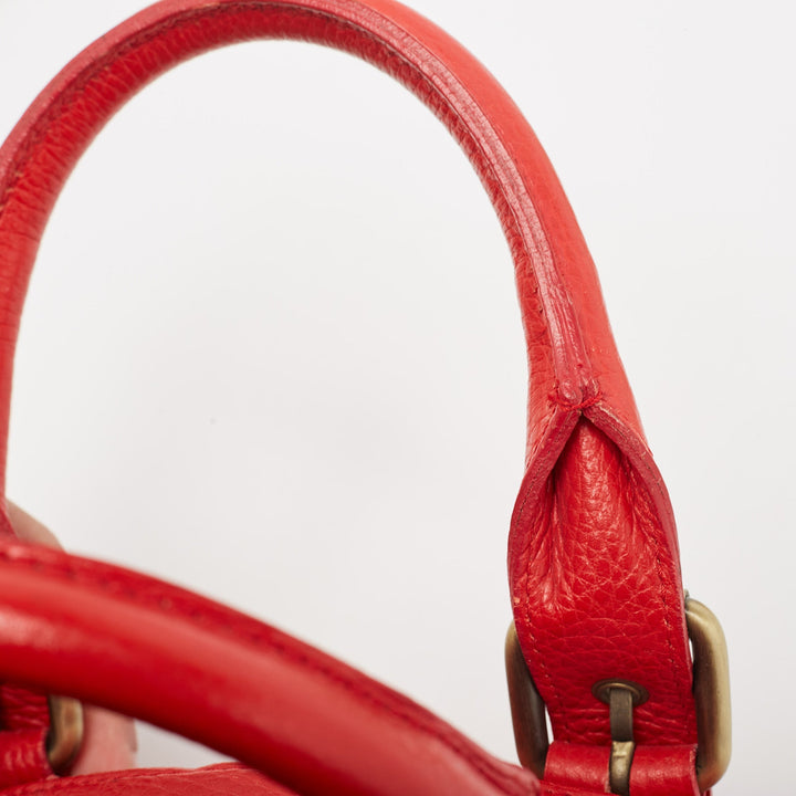 BURBERRY Red Check Embossed Leather Frame Satchel