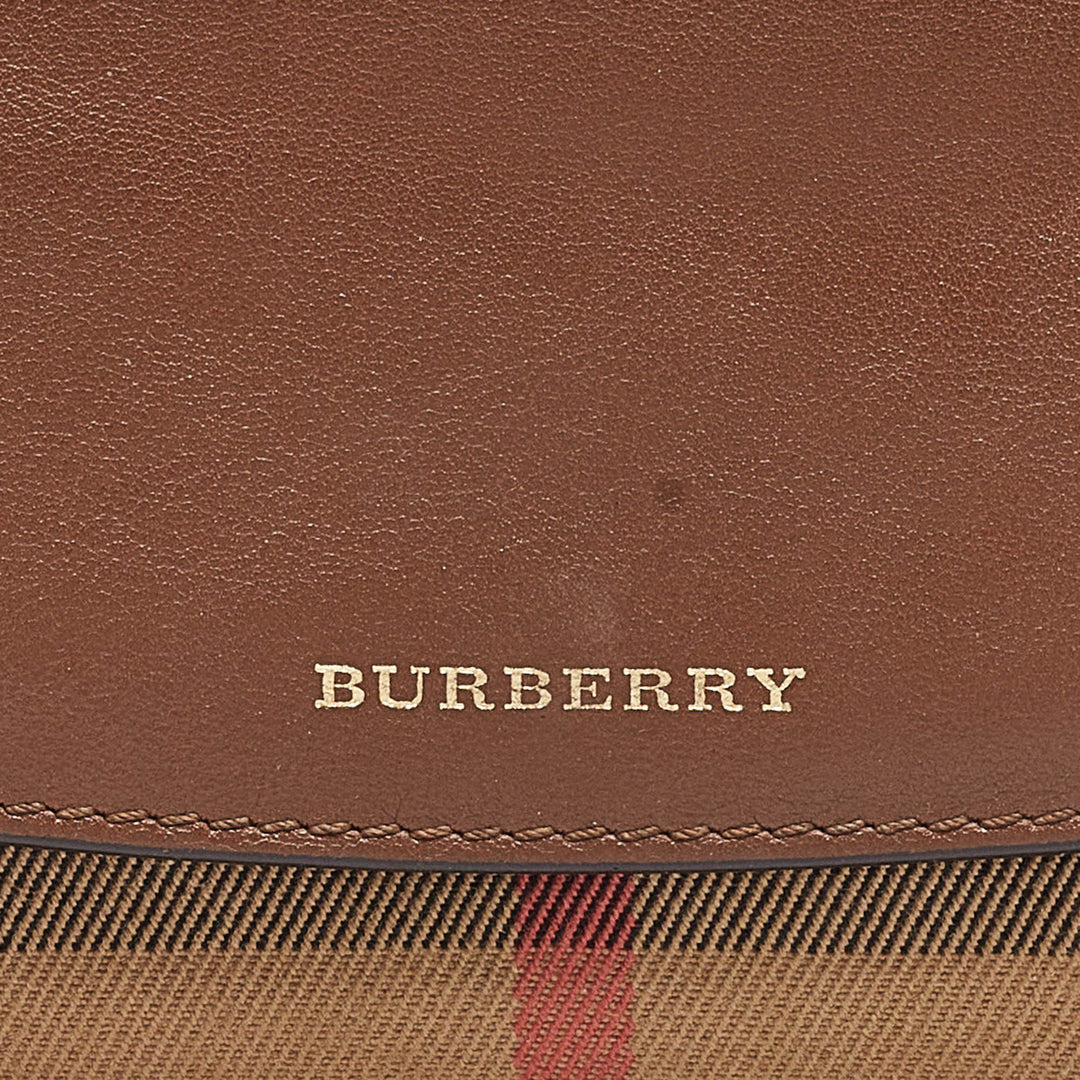 BURBERRY Brown/Beige House Check Canvas and Leather Flap Continental Wallet