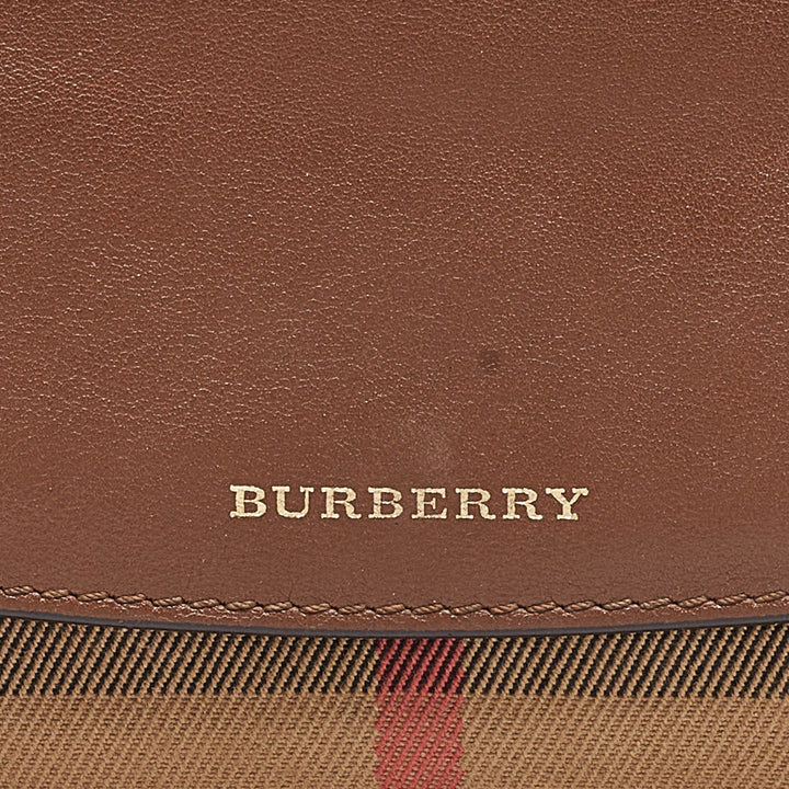 BURBERRY Brown/Beige House Check Canvas and Leather Flap Continental Wallet
