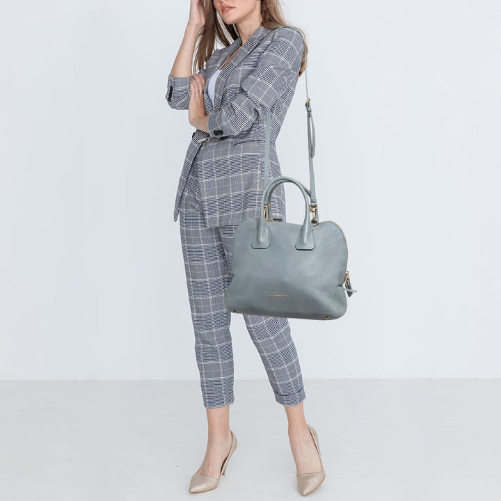 Top Quality Burberry Light Blue Leather Greenwood Satchel