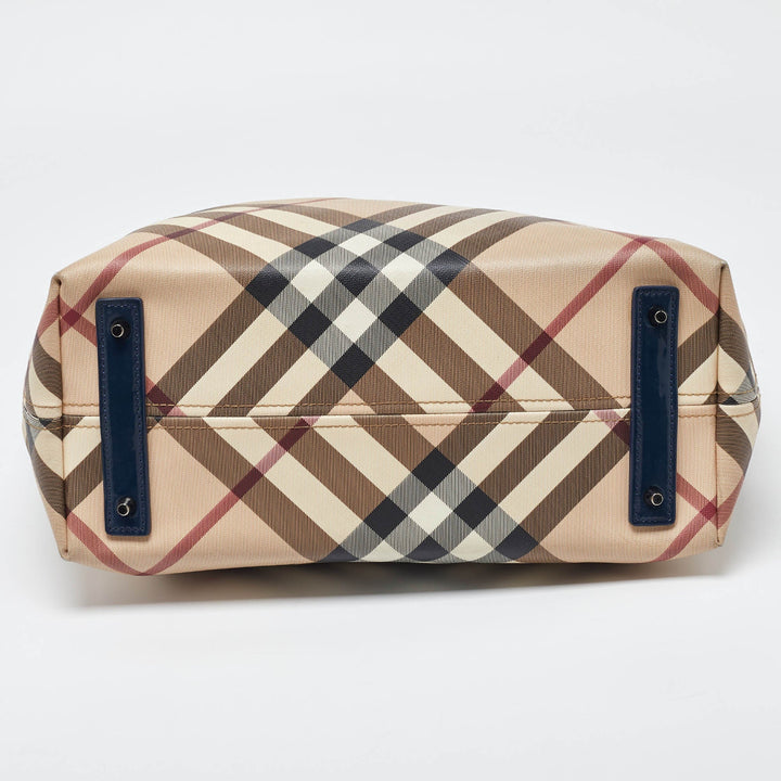 Top Quality Burberry Beige/Blue Nova Check PVC and Patent Leather Shopper Tote