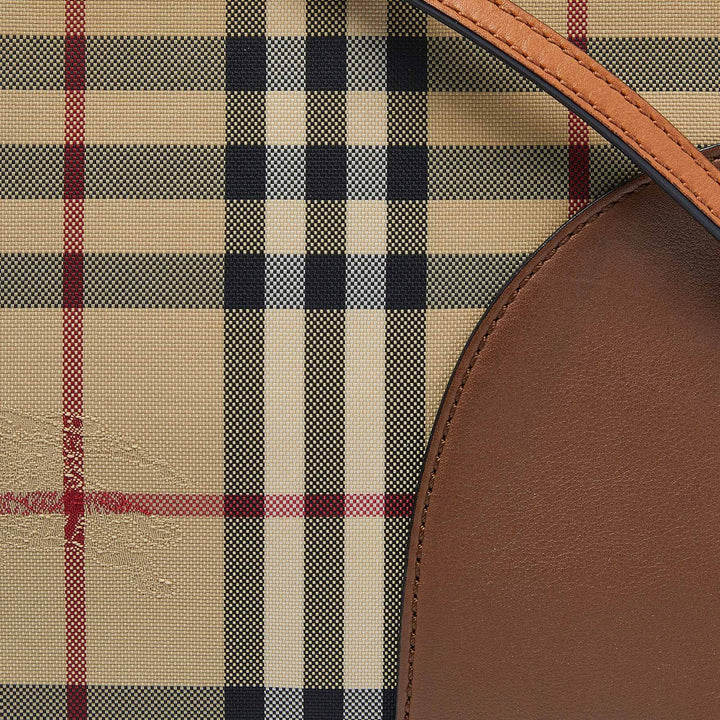BURBERRY Brown/Beige House Check Canvas and Leather Small Chichester Crossbody Bag