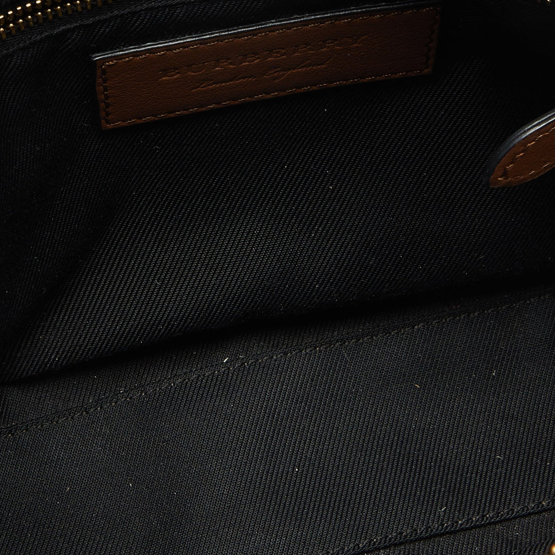 BURBERRY Brown/Beige House Check Canvas and Leather Small Chichester Crossbody Bag
