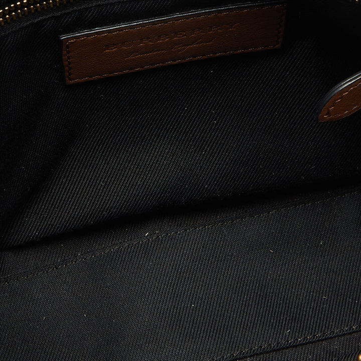 BURBERRY Brown/Beige House Check Canvas and Leather Small Chichester Crossbody Bag