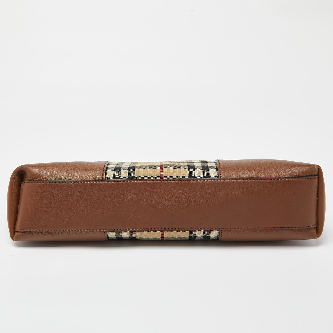BURBERRY Brown/Beige House Check Canvas and Leather Small Chichester Crossbody Bag