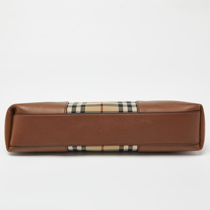 BURBERRY Brown/Beige House Check Canvas and Leather Small Chichester Crossbody Bag