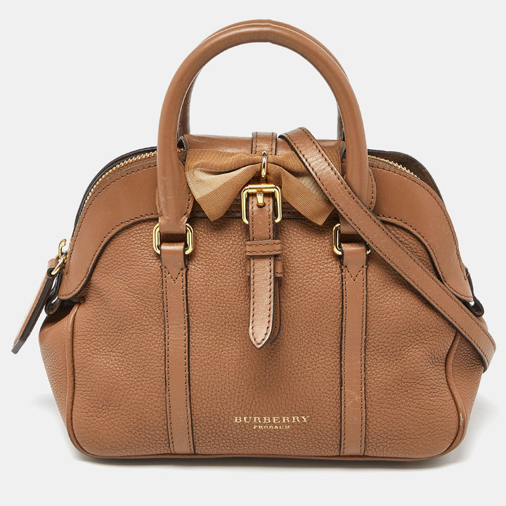 BURBERRY Brown Leather Small Bow Flap Satchel
