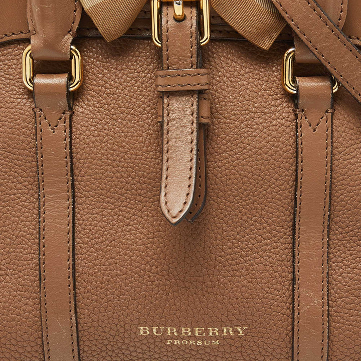 BURBERRY Brown Leather Small Bow Flap Satchel