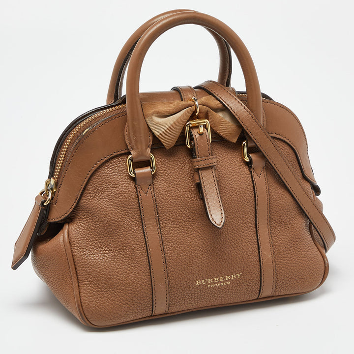 BURBERRY Brown Leather Small Bow Flap Satchel