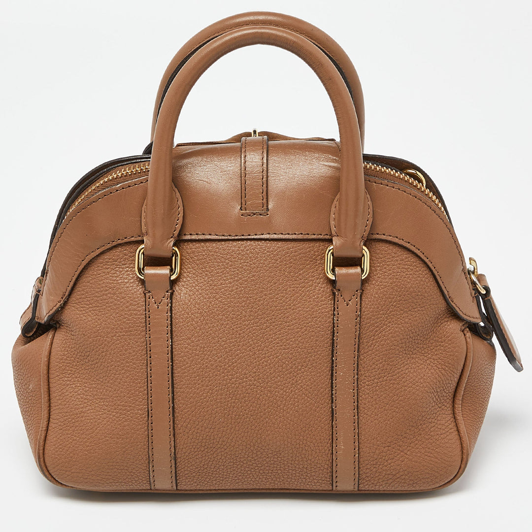 BURBERRY Brown Leather Small Bow Flap Satchel