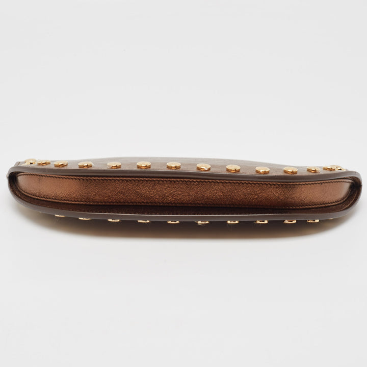 Burberry Bronze Leather Studded Olympia Clutch