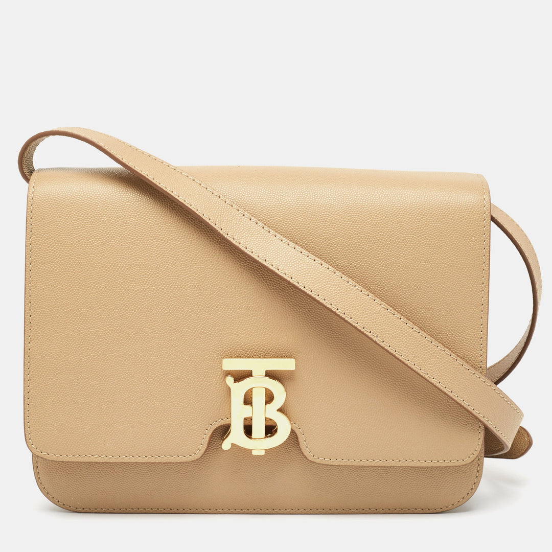 Top Quality Burberry Beige Grain Leather Medium TB Shoulder Bag