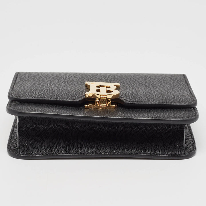Burberry Black Leather Mini TB Shoulder Bag