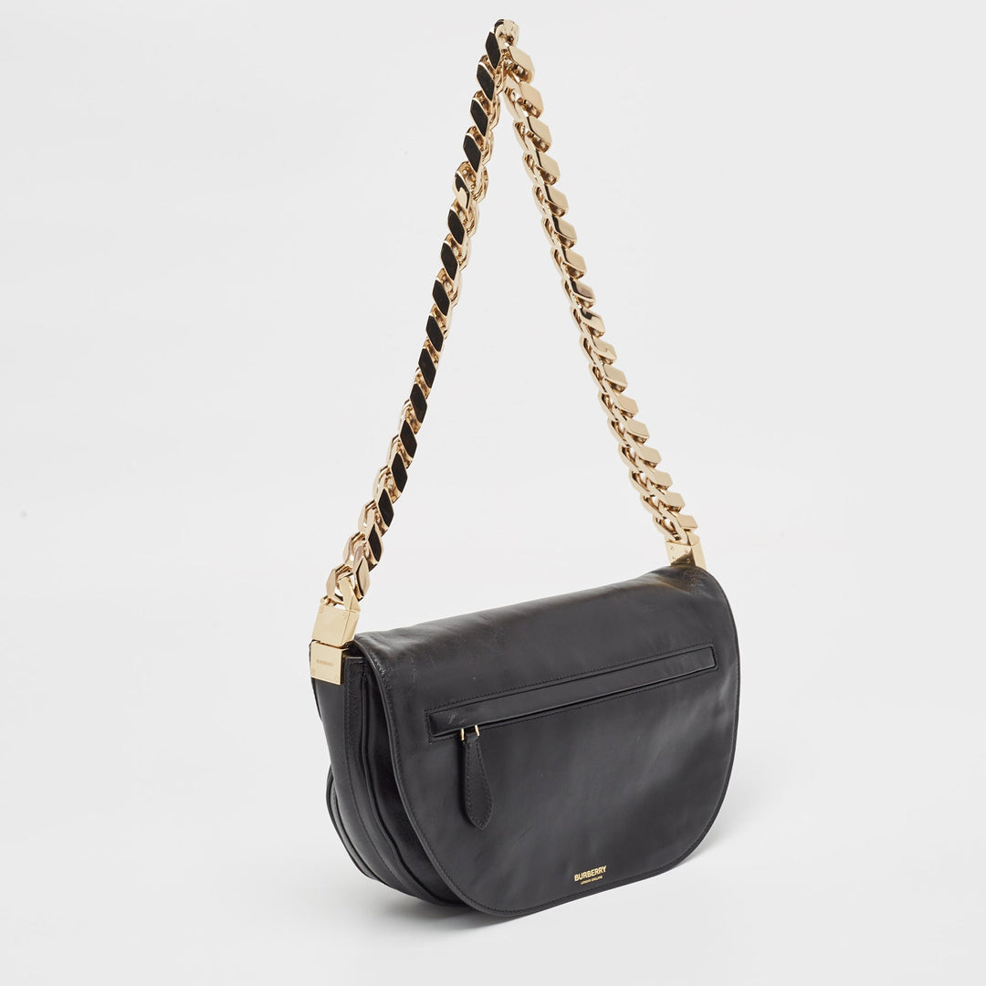 Burberry Black Soft Leather Medium Olympia Bag