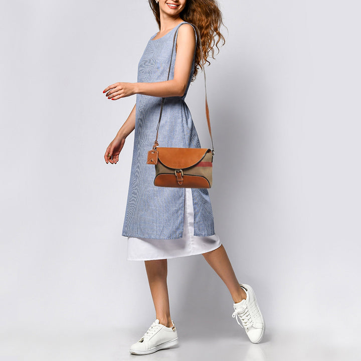 BURBERRY Brown/Beige Check Canvas and Leather Henham Crossbody Bag