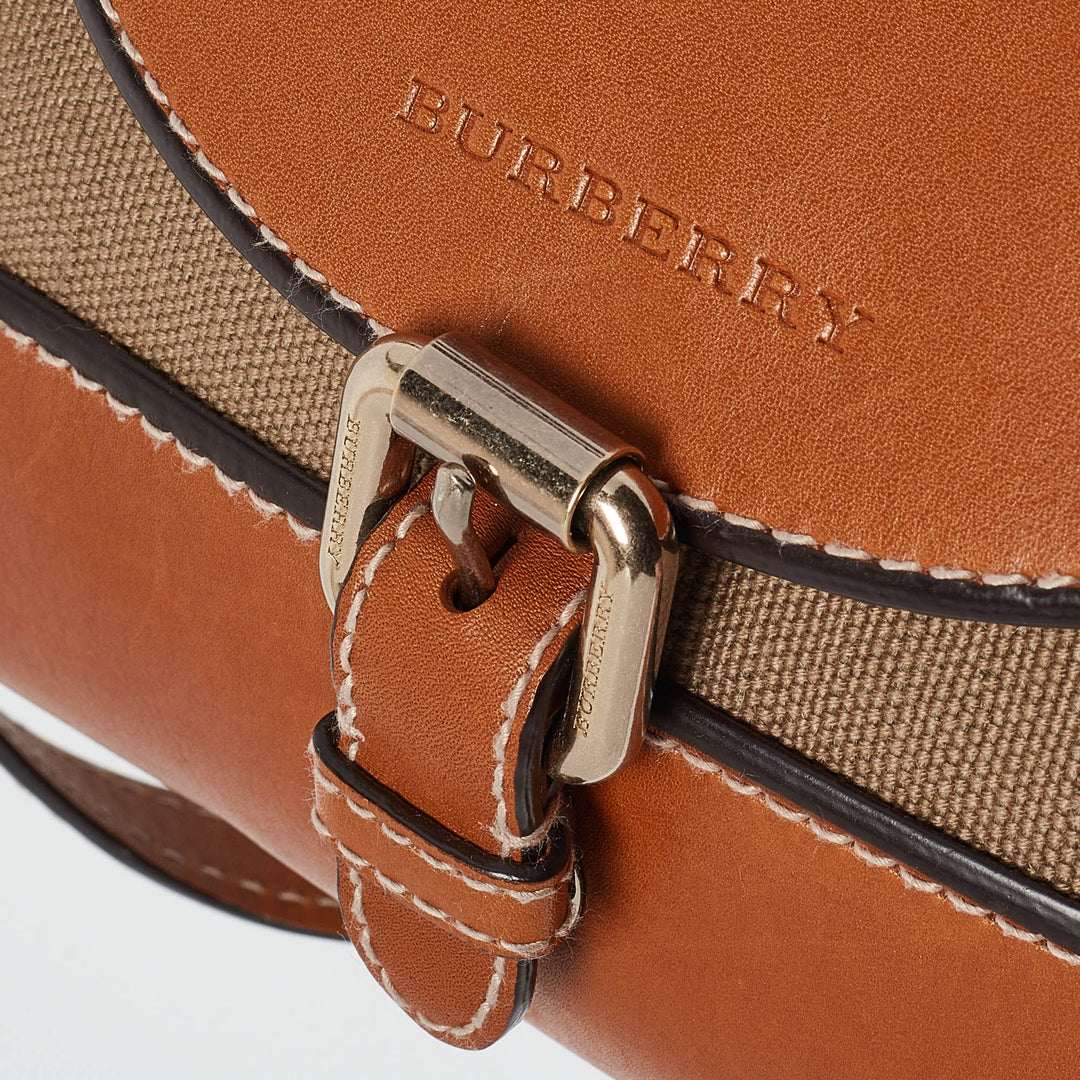 BURBERRY Brown/Beige Check Canvas and Leather Henham Crossbody Bag