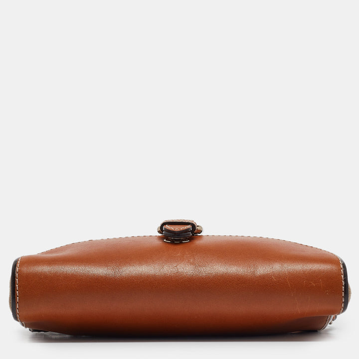 BURBERRY Brown/Beige Check Canvas and Leather Henham Crossbody Bag