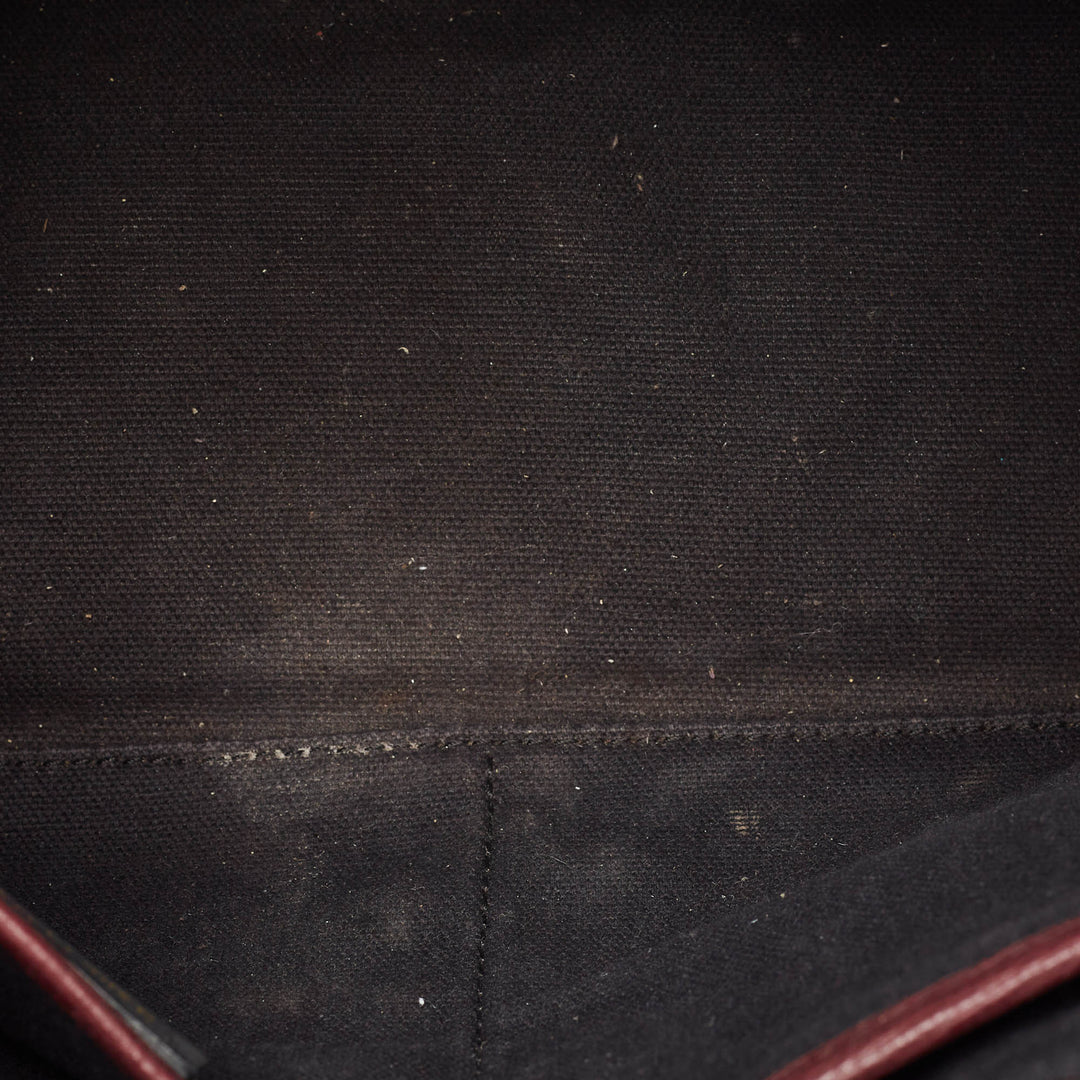 BURBERRY Burgundy/Beige Leather and House Check Canvas Small Banner Tote