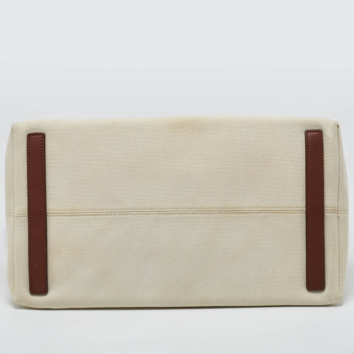 Burberry Tri Color Canvas and Leather Large Society Tote