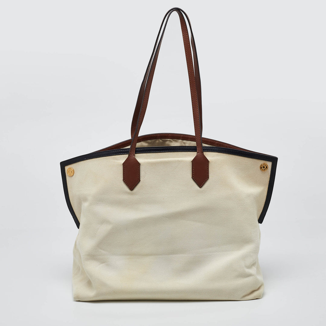 Burberry Tri Color Canvas and Leather Large Society Tote