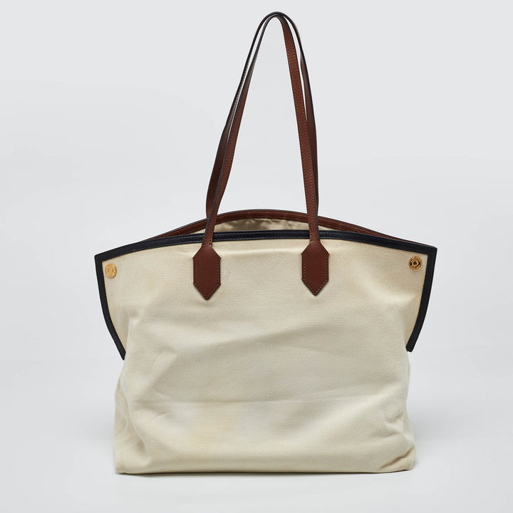 Burberry Tri Color Canvas and Leather Large Society Tote