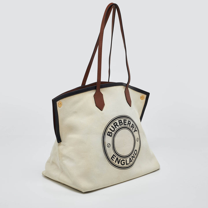 Burberry Tri Color Canvas and Leather Large Society Tote