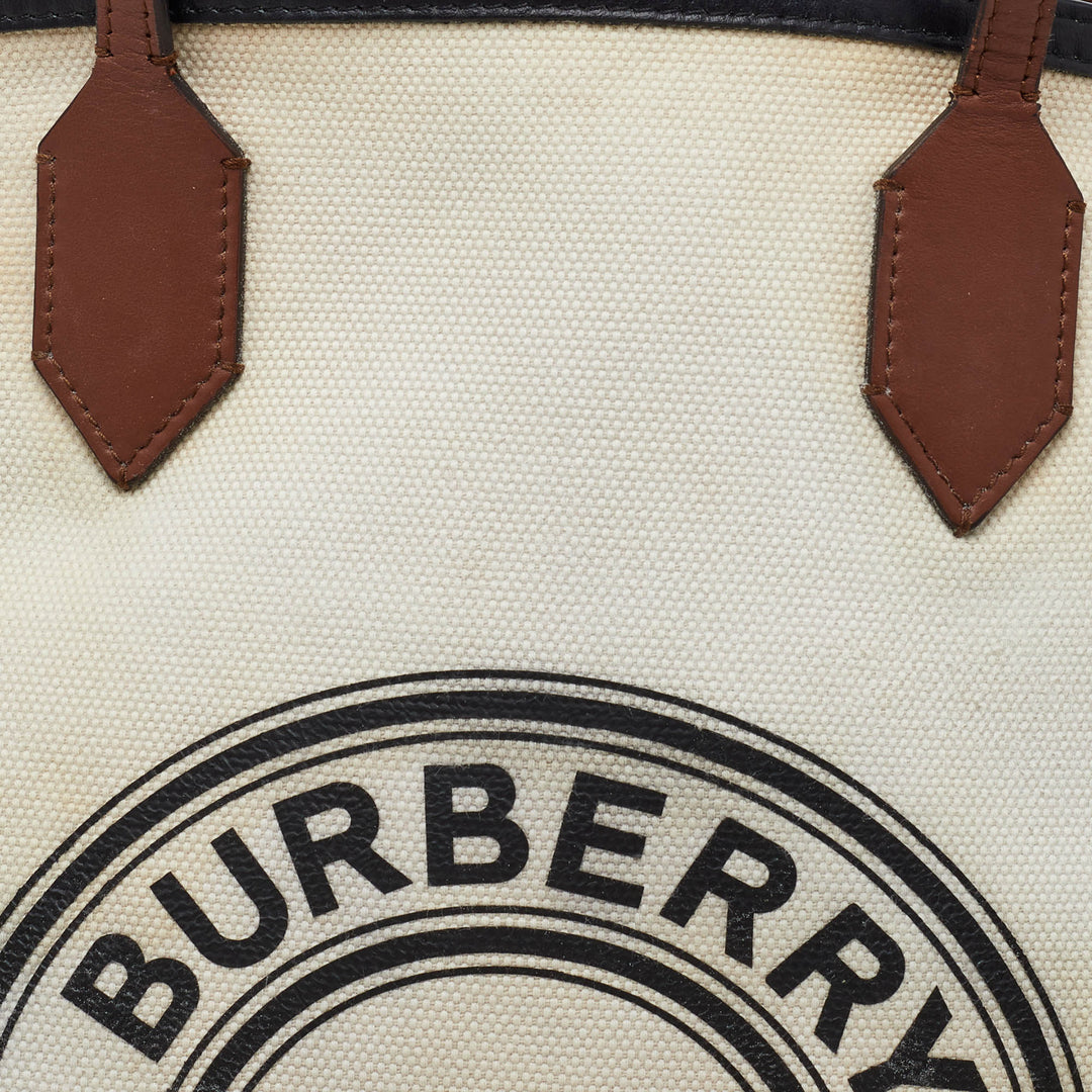 Burberry Tri Color Canvas and Leather Large Society Tote