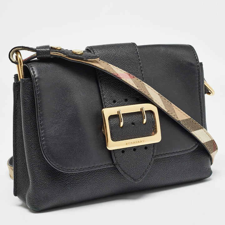 BURBERRY Black Leather Medley Shoulder Bag