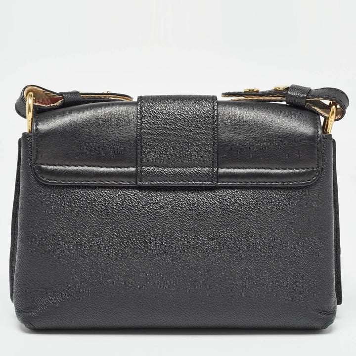 BURBERRY Black Leather Medley Shoulder Bag