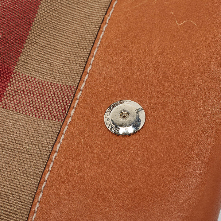 BURBERRY Brown/Beige Check Canvas and Leather Henham Crossbody Bag