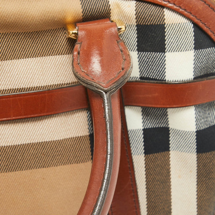 BURBERRY Brown/Beige House Check Fabric and Leather Orchard Bowler Bag