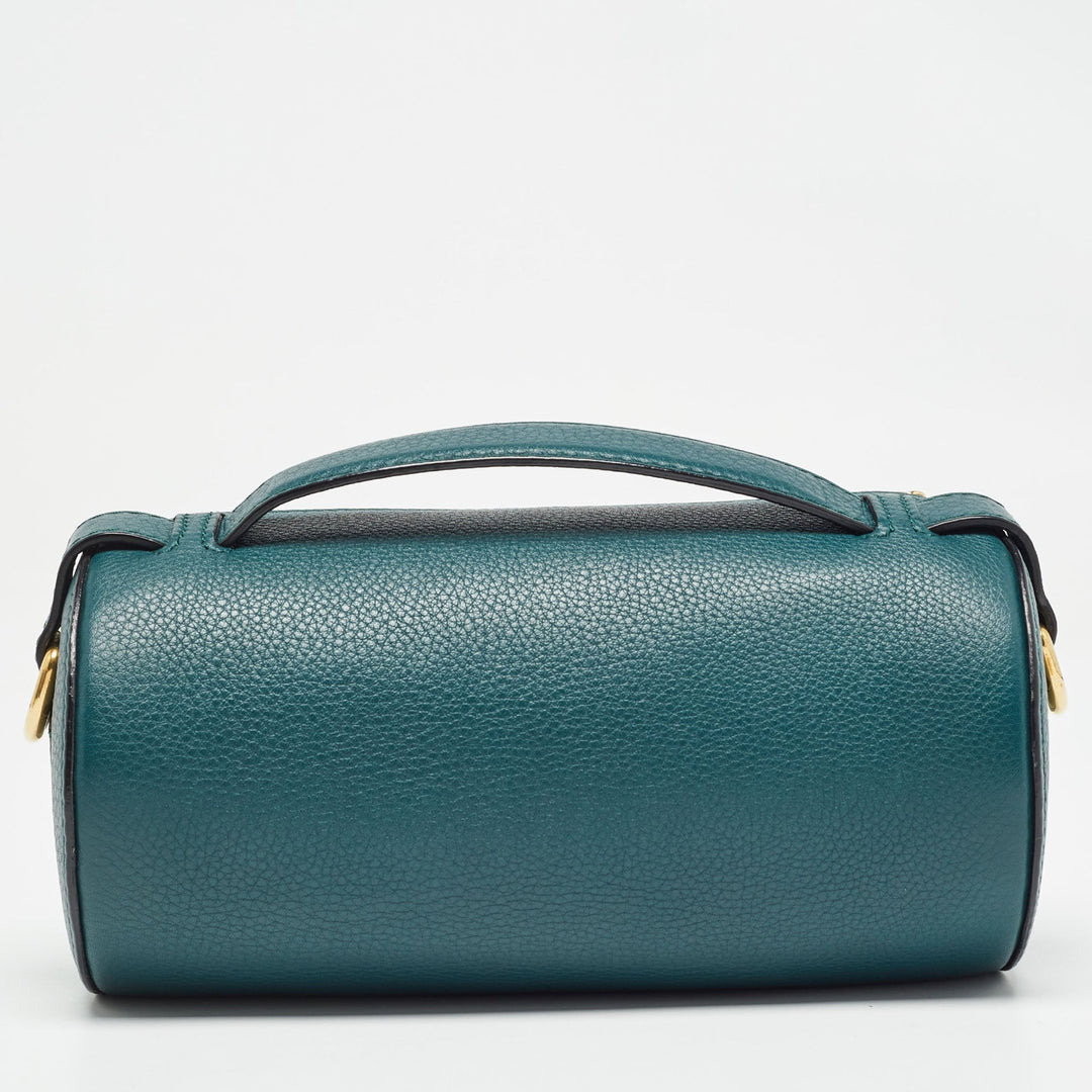 BURBERRY Green Leather Barrel Bag