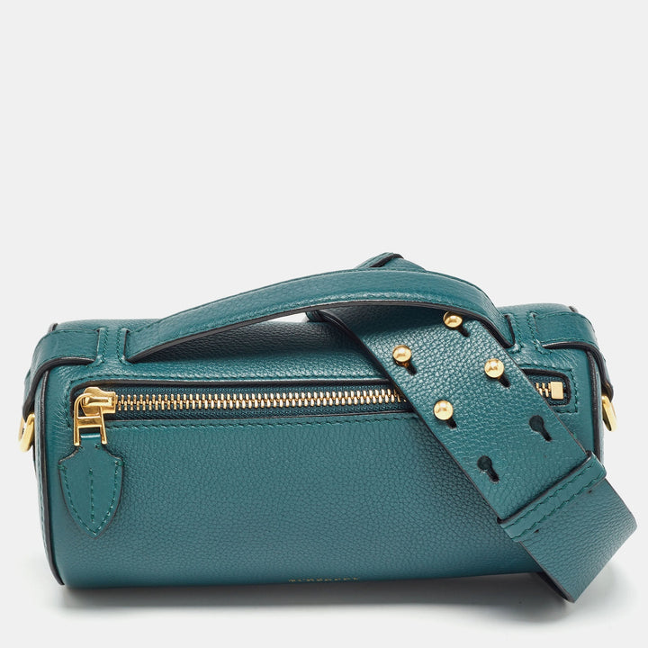 BURBERRY Green Leather Barrel Bag