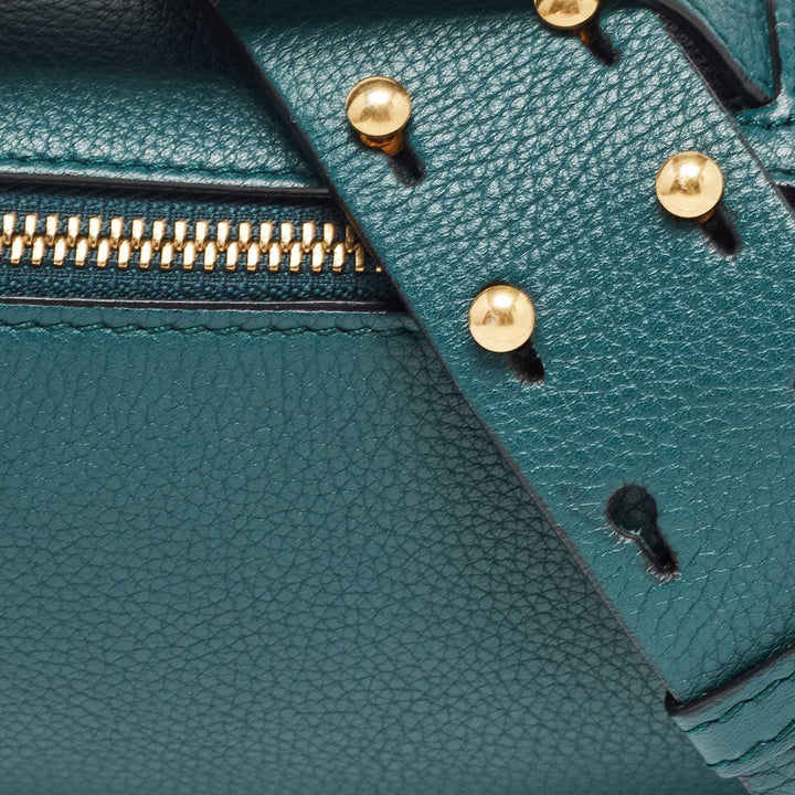 BURBERRY Green Leather Barrel Bag