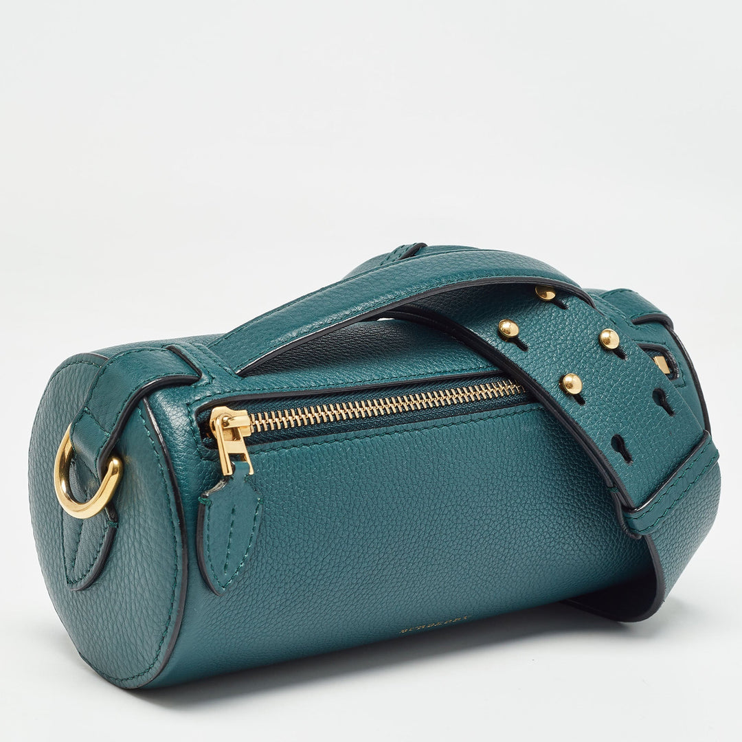 BURBERRY Green Leather Barrel Bag