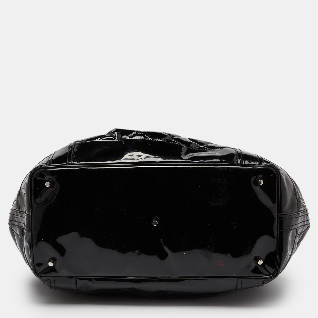 Burberry Black Quilted Patent Leather Large Beaton Tote