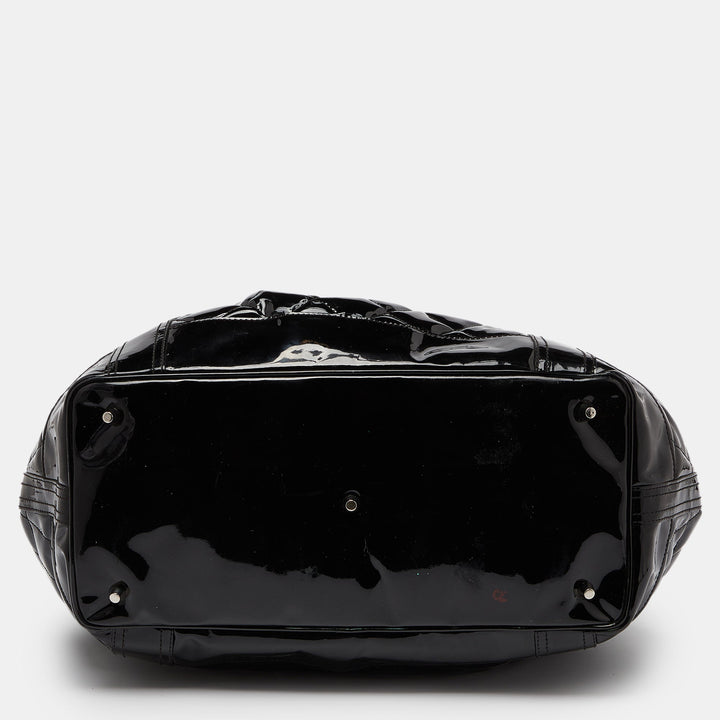 Burberry Black Quilted Patent Leather Large Beaton Tote