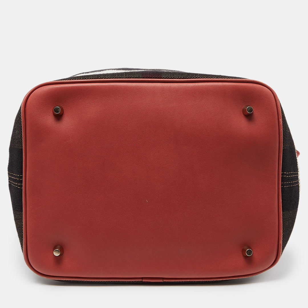 BURBERRY Multicolor Exploded Check Canvas and Leather Ashby Tassel Bag