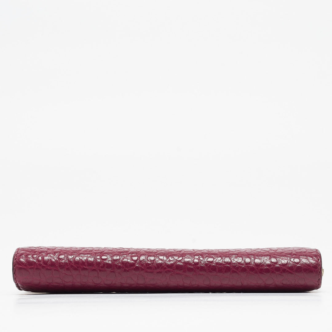 BURBERRY Burgundy Pebbled Leather Alvington Continental Wallet