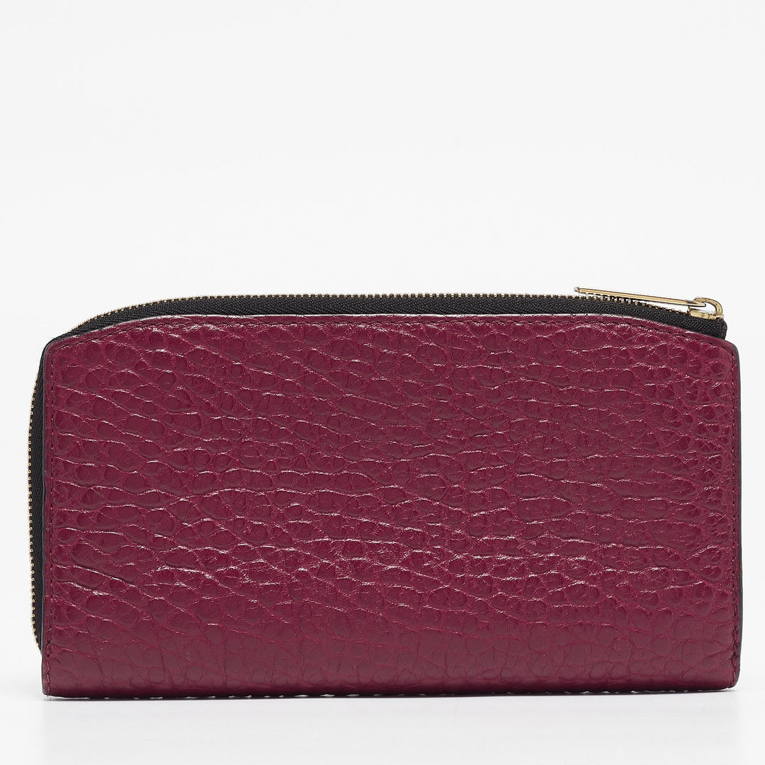 BURBERRY Burgundy Pebbled Leather Alvington Continental Wallet